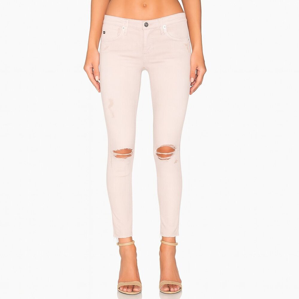 AG Jeans • The Legging Ankle Super Skinny Distressed Light Pink Jeans Size 32​​